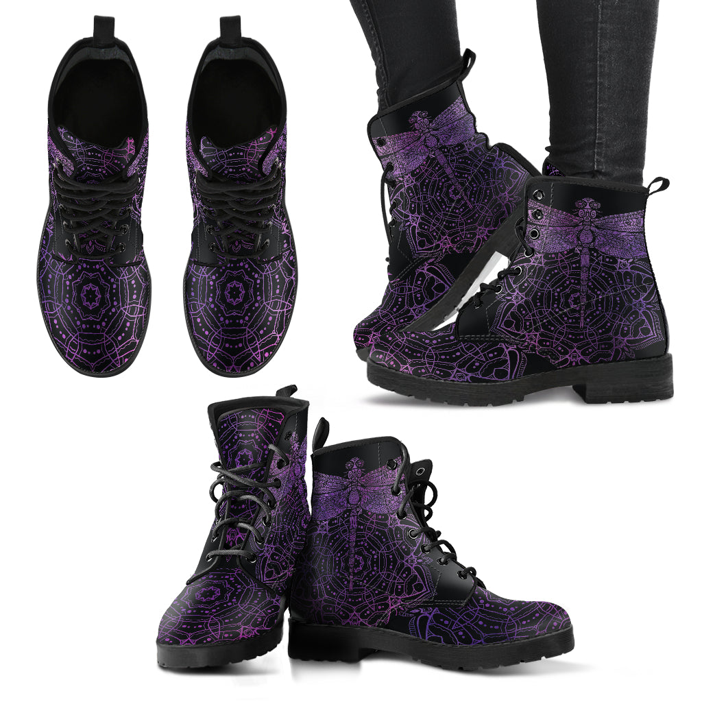 Purple DragonFly Mandala Boots