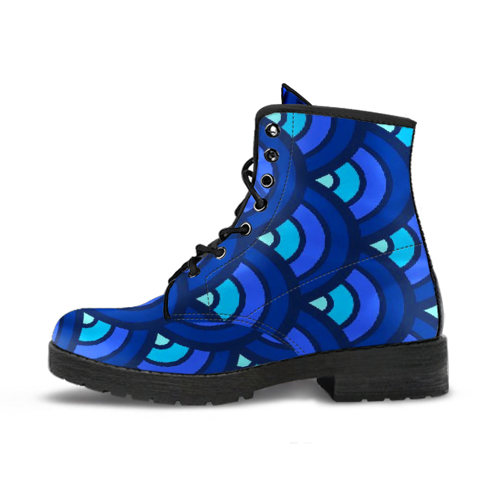 Blue Mosaic Pattern Boots