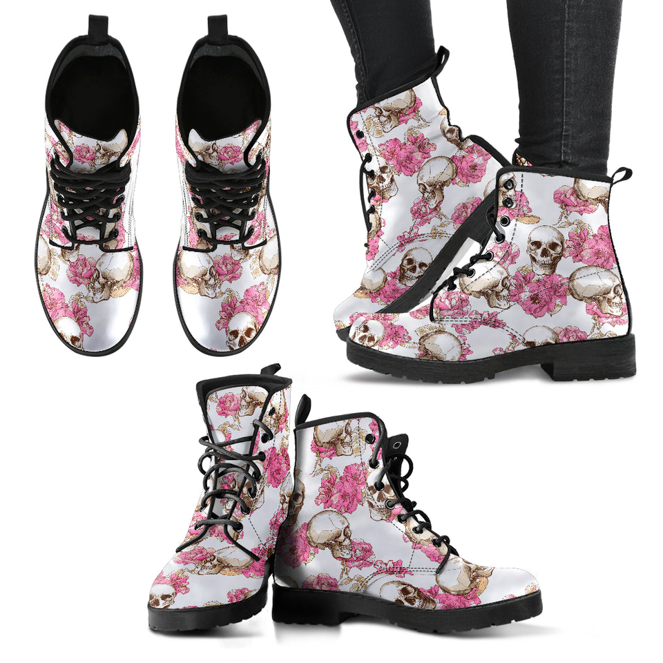 Pink Skull Roses Boots