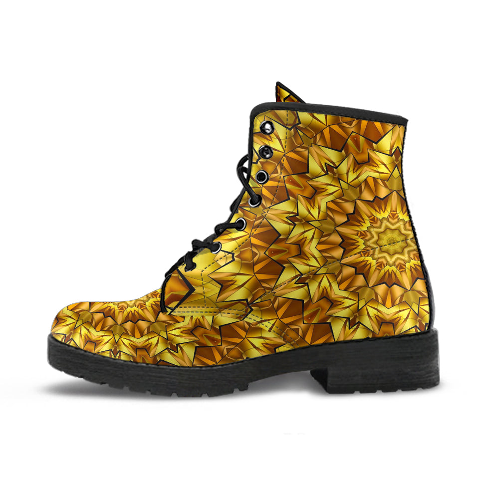 Golden Mandala Leather Boots