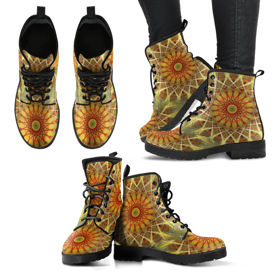 Yellow Fractal Mandala Boots