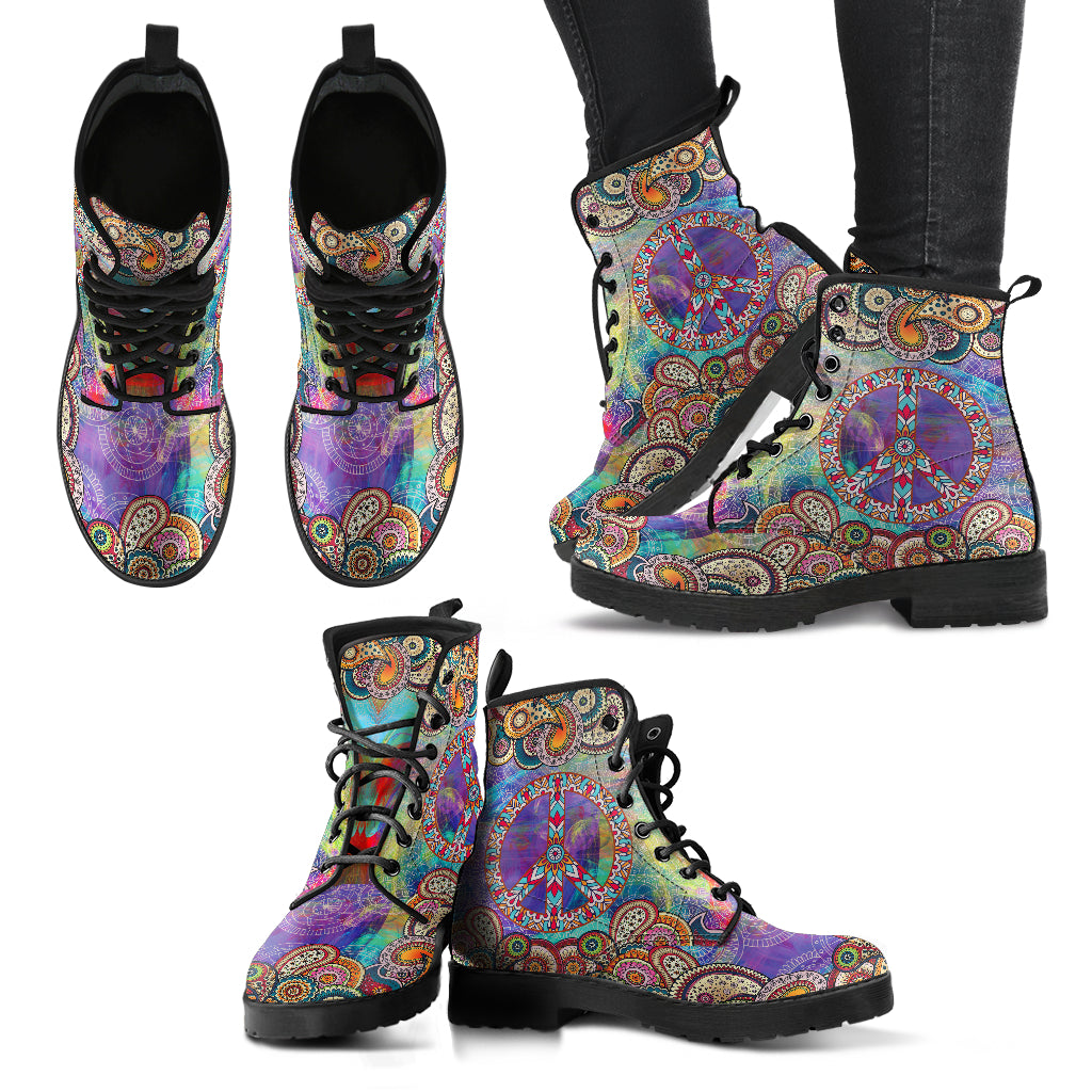 Hippie Watercolor Mandala Boots