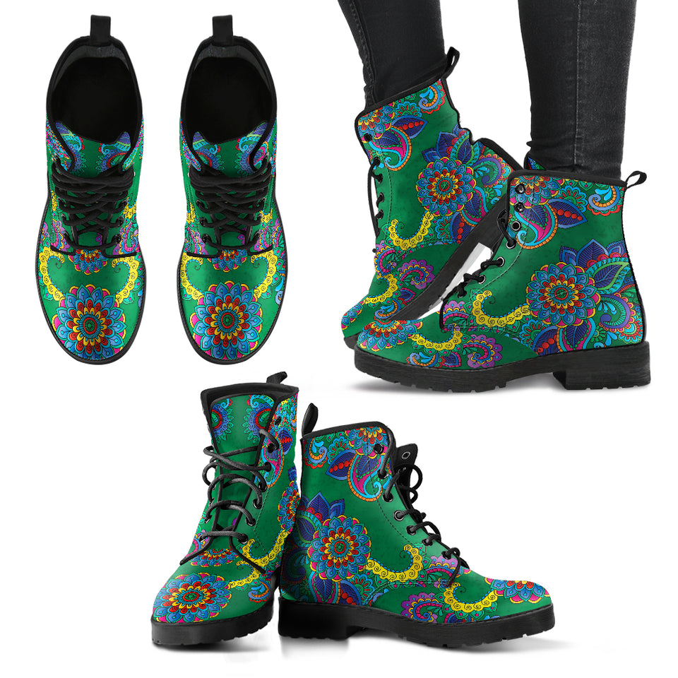 Green Paisley Boots