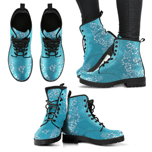 Blue Floral Boots