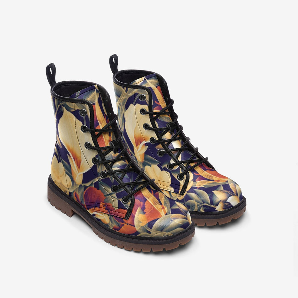 Vintage Floral Combat Boots