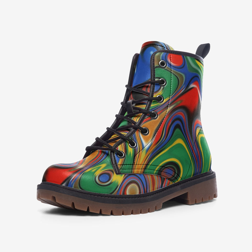 Psychedelic Color Combat Boots