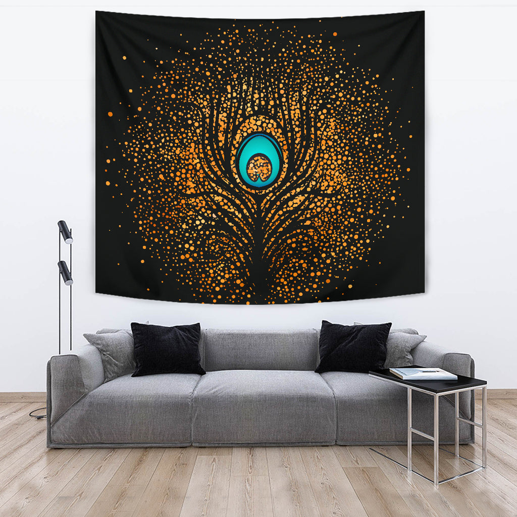 Golden Peacock Tapestry
