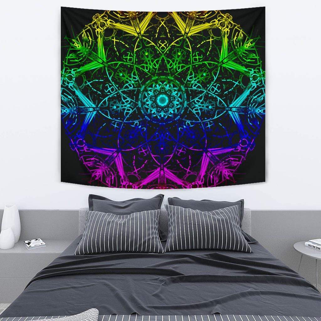 Rainbow Mandala Tapestry