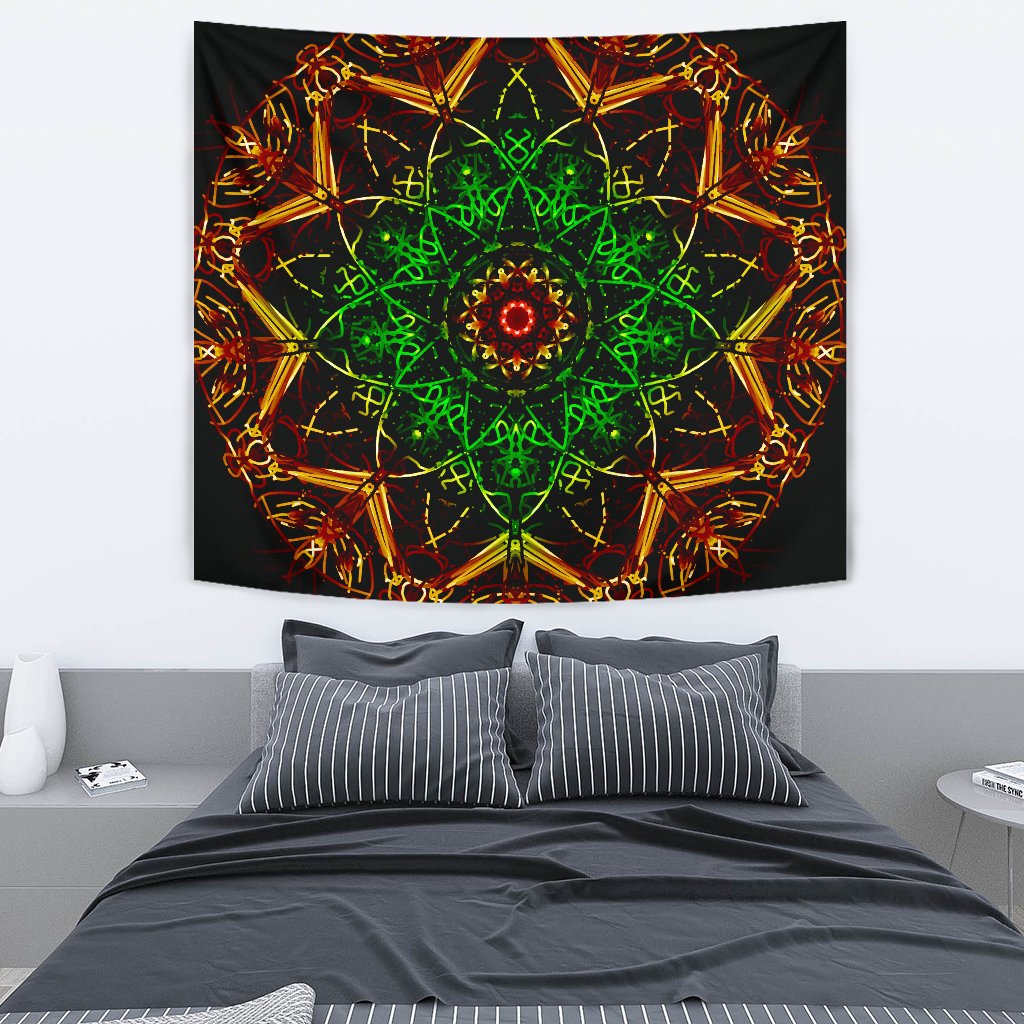 Neon Mandala Tapestry