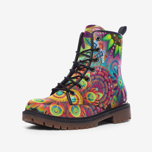 Psychedelic Floral Combat Boots