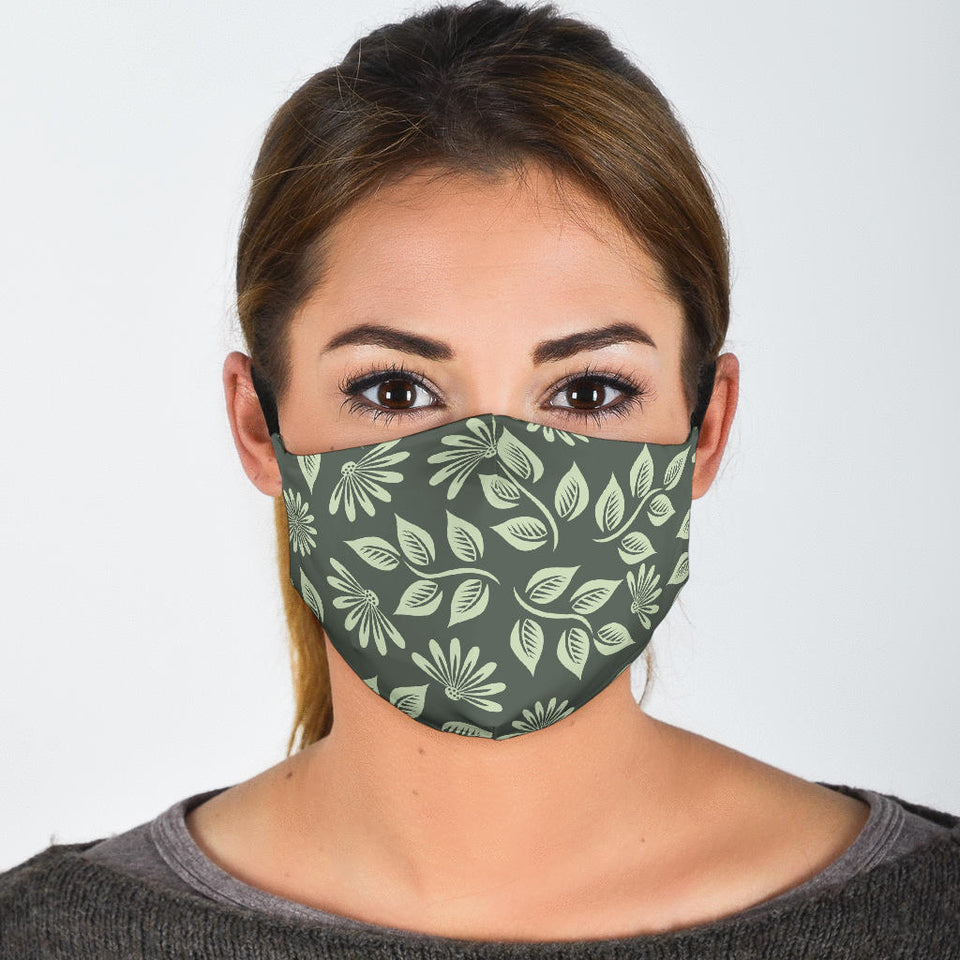 Green Floral Face Mask