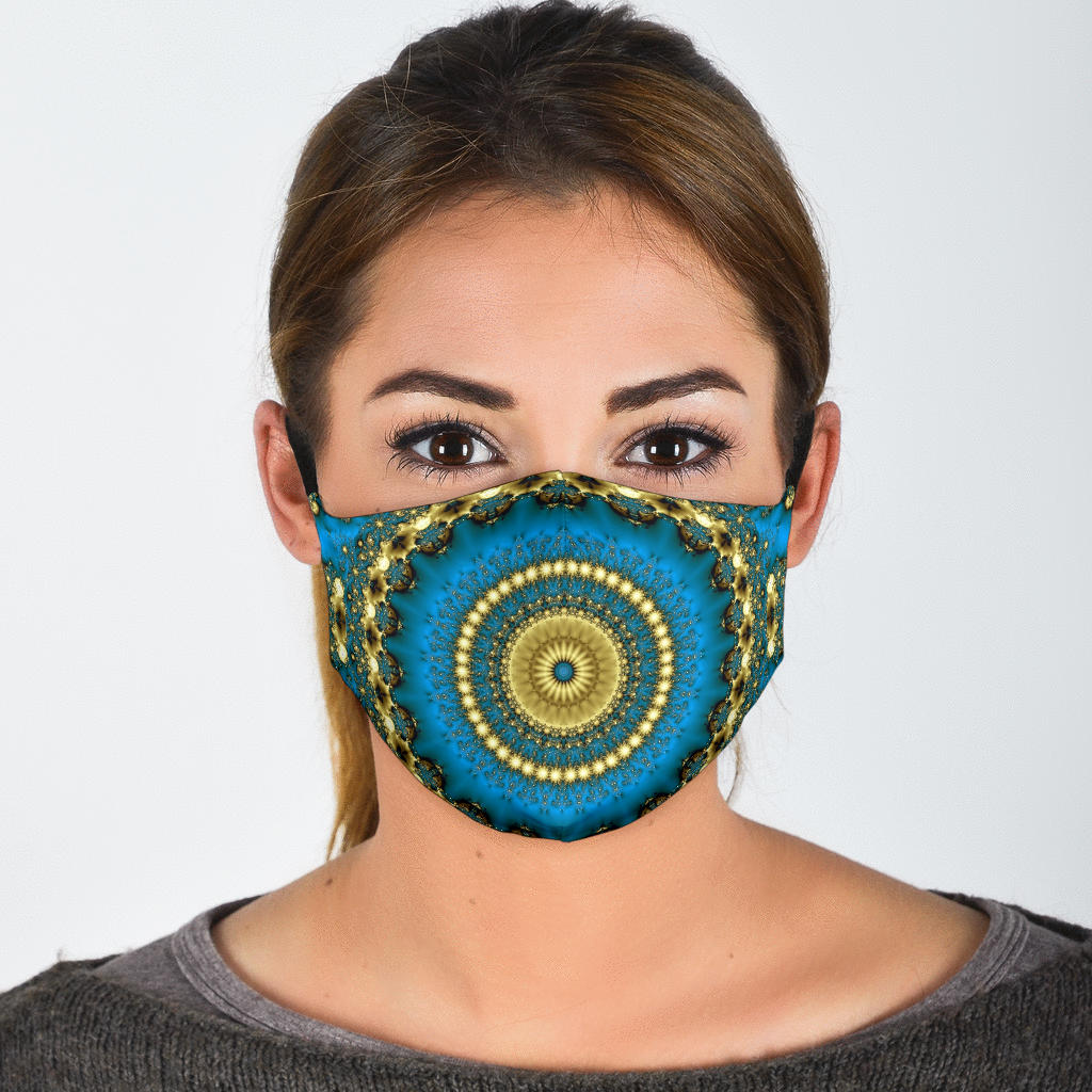 Aqua Gold Mandala Face Mask