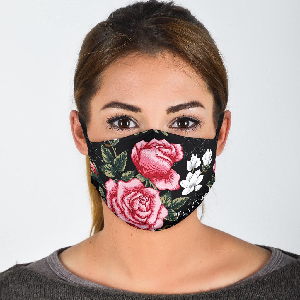 Black Pink Floral Face Mask