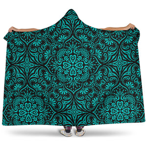 Aqua Mandala Hooded Blanket