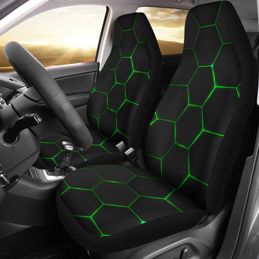 Black Green Hexagon Car Seat Covers