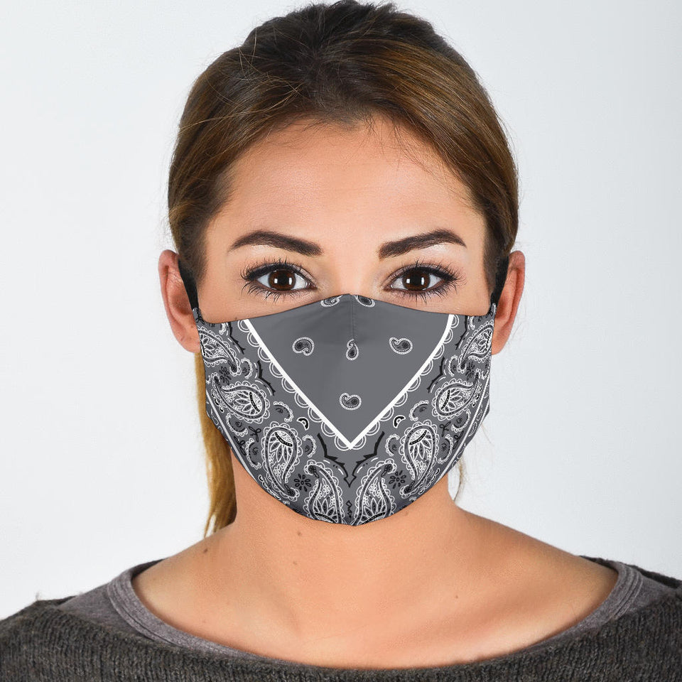 Gray Bandana Face Mask