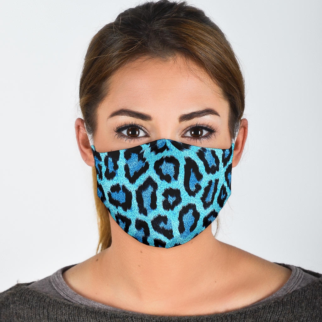 Blue Leopard Print Face Mask
