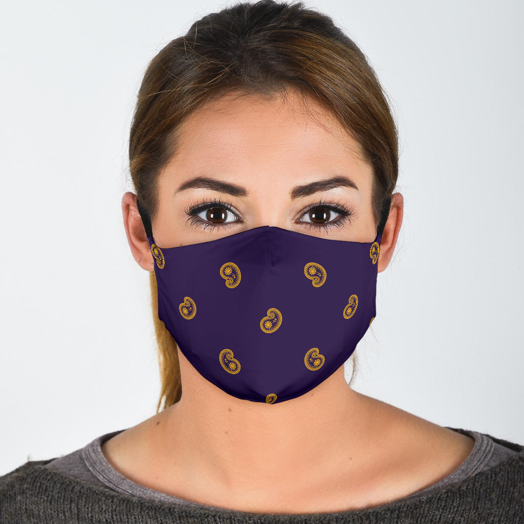 Purple Gold Paisley Face Mask