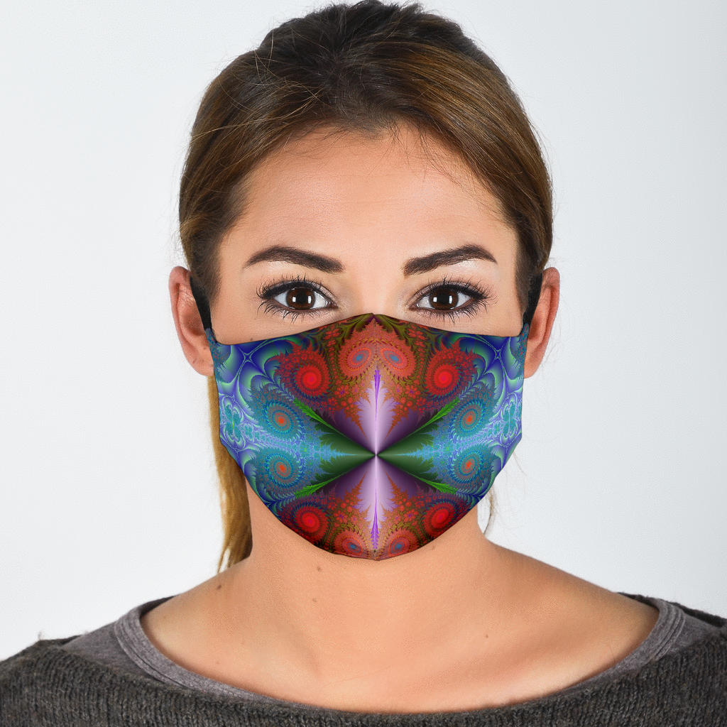 Red Blue Fractal Face Mask