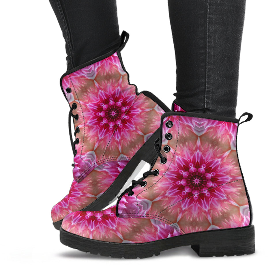 Pink Mandala Leather Boots