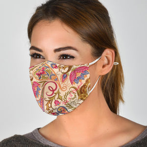 Beige Floral Face Mask