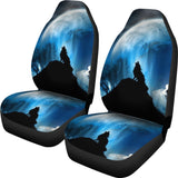 Moon Wolf Howling Car Seat Covers