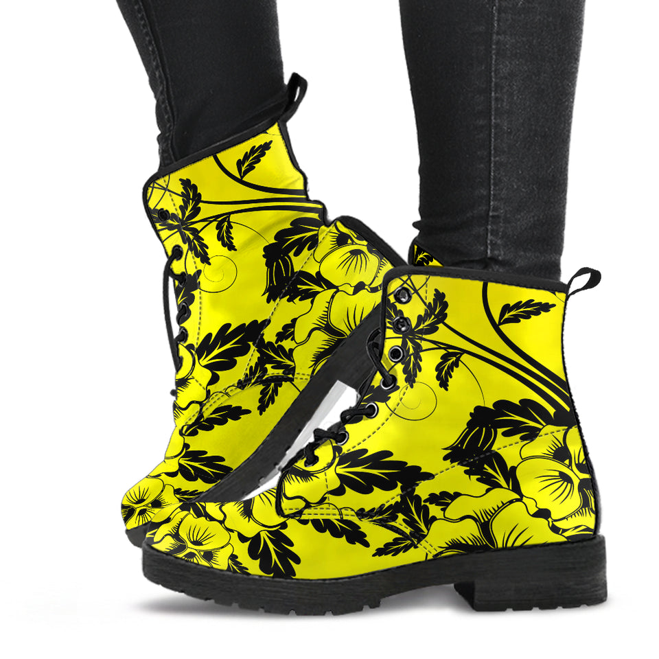 Yellow Psychedelic Floral Boots