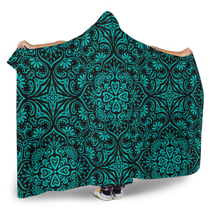 Aqua Mandala Hooded Blanket