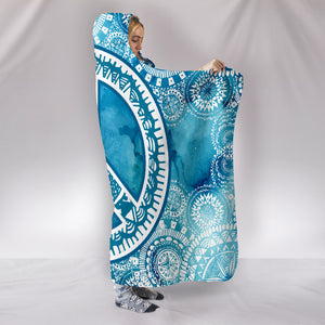 Blue Peace Mandala Hooded Blanket