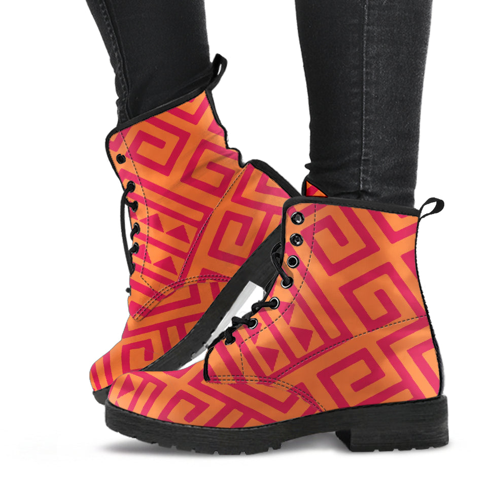 Orange Tribal Boots