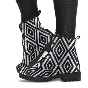 Black White Diamond Boots