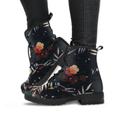 Black Floral Background Boots