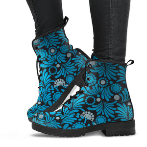 Blue Psychedelic Floral Boots