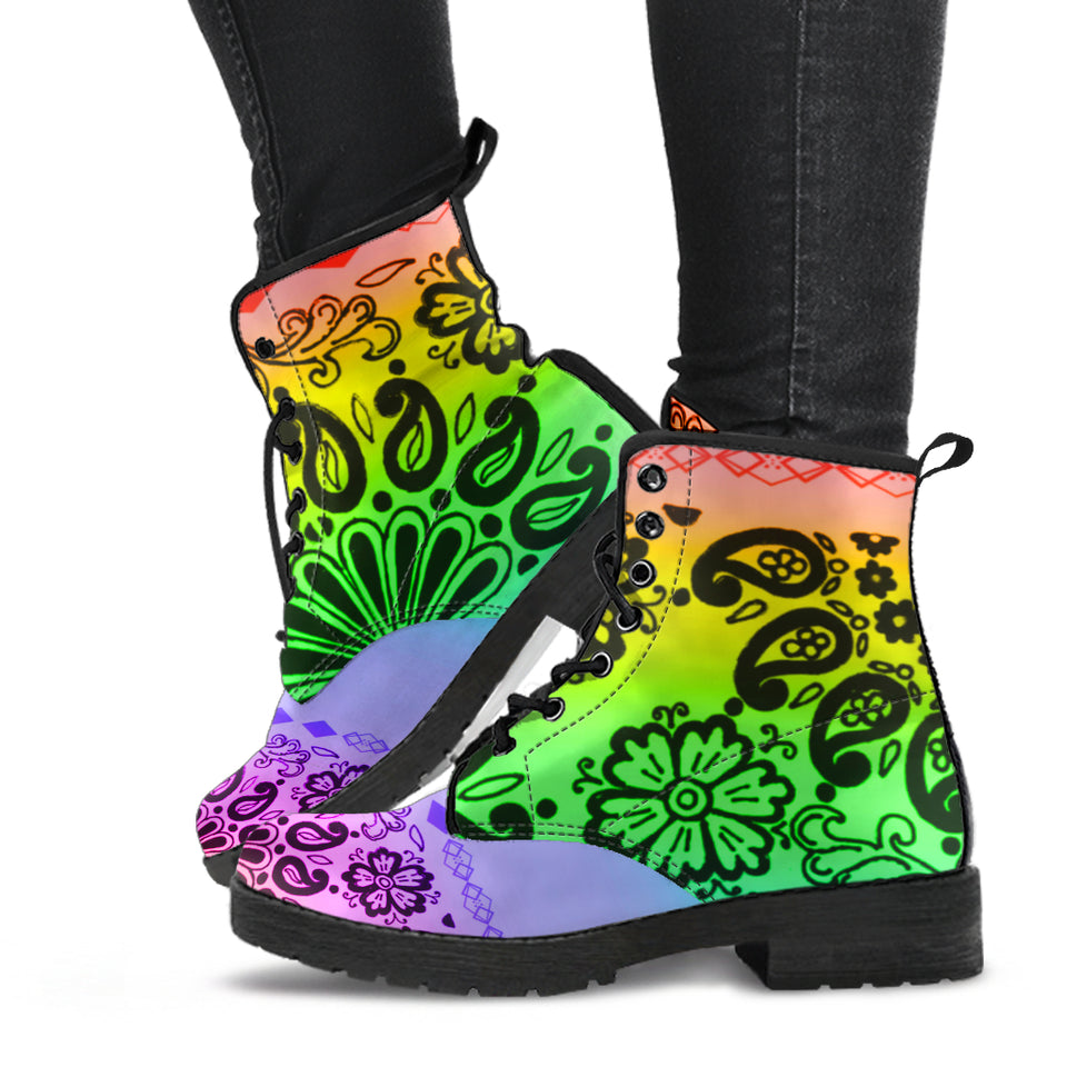 Rustic Rainbow Mandala Boots