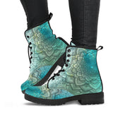 Aqua Flower Leather Boots