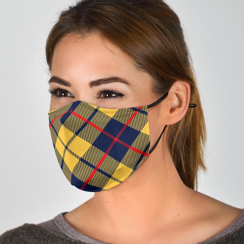 Yellow Blue Plaid Face Mask