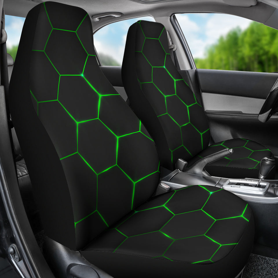 Black Green Hexagon Car Seat Covers