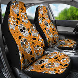 Orange Sugar Skull Car Seat Covers