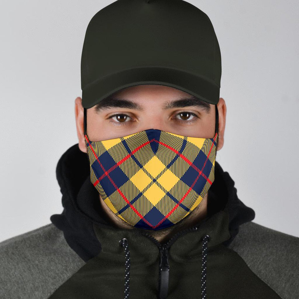 Yellow Blue Plaid Face Mask