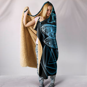 Blue Dragonfly Mandala Hooded Blanket