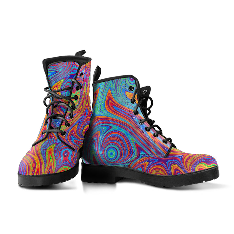 Colorful Fractal Leather Boots