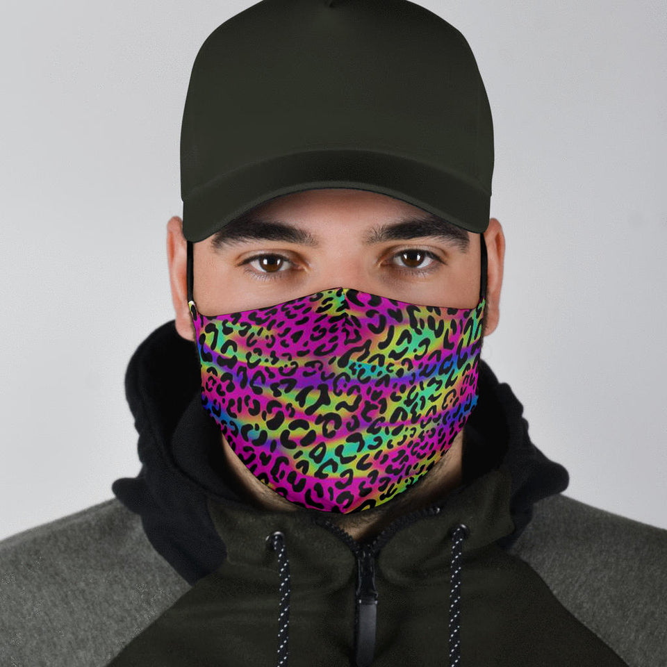 Rainbow Leopard Face Mask