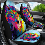 Rainbow Wolf Car Seat Covers