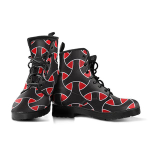 Red Black Pattern Boots