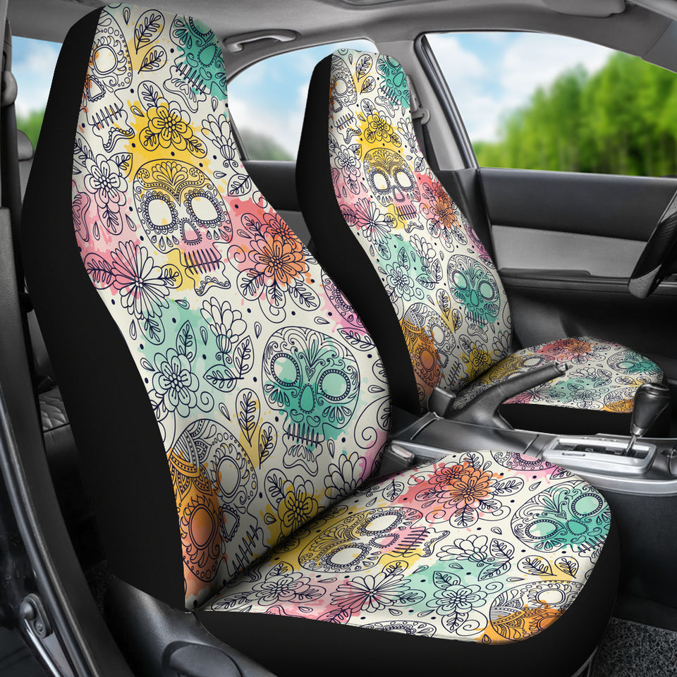 Pastel Sugar Skull Car Seat Covers