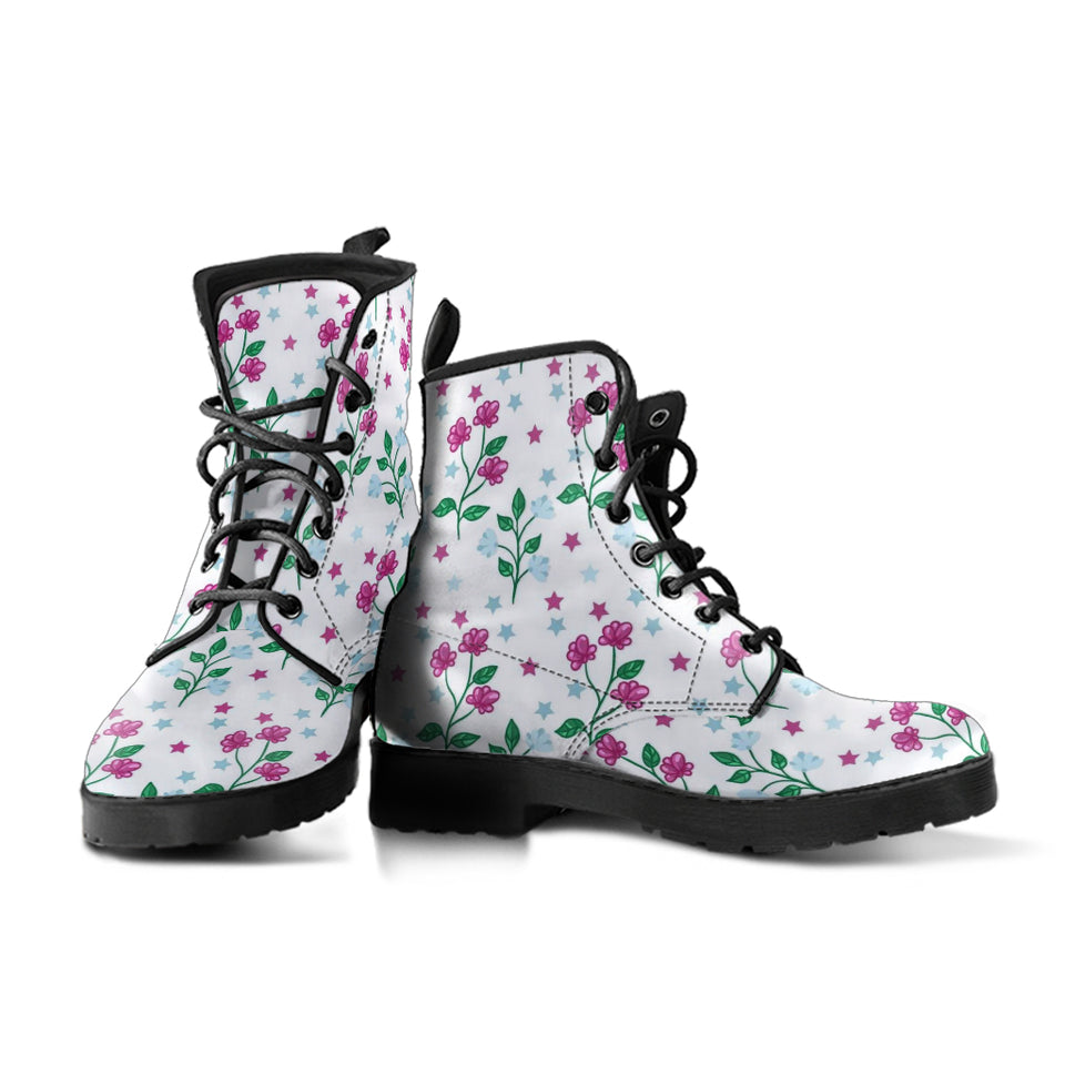 White Floral Boots