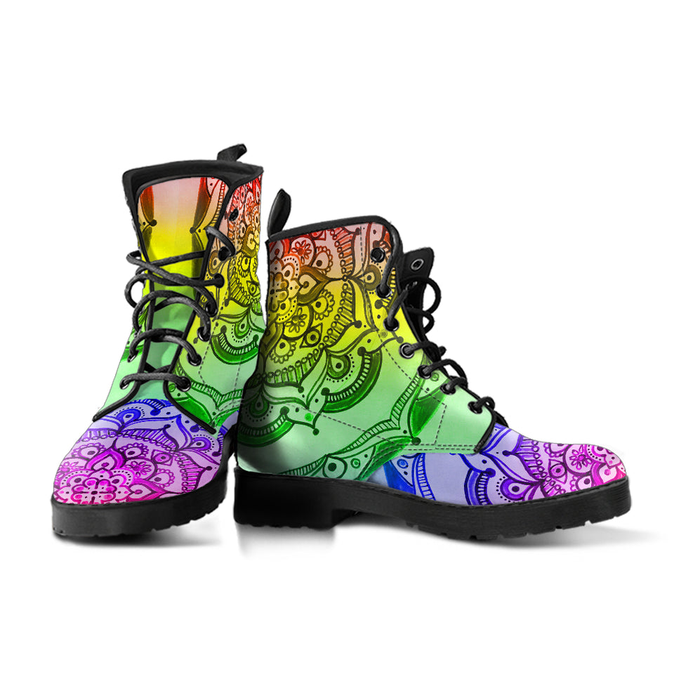 Rainbow Drip Leather Boots