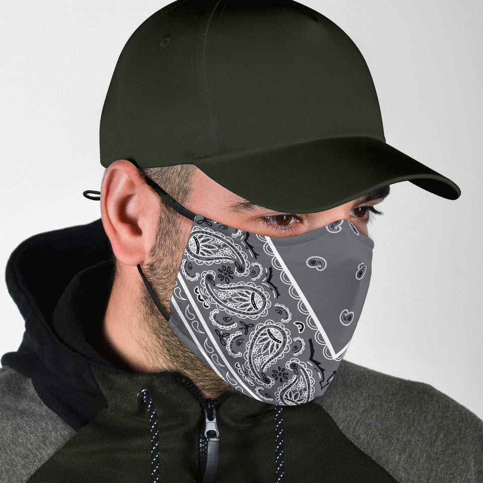 Gray Bandana Face Mask