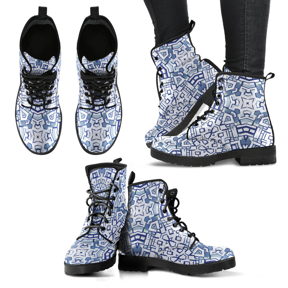 Seamless Blue Leather Boots