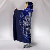 Blue Lotus Fractal Hooded Blanket